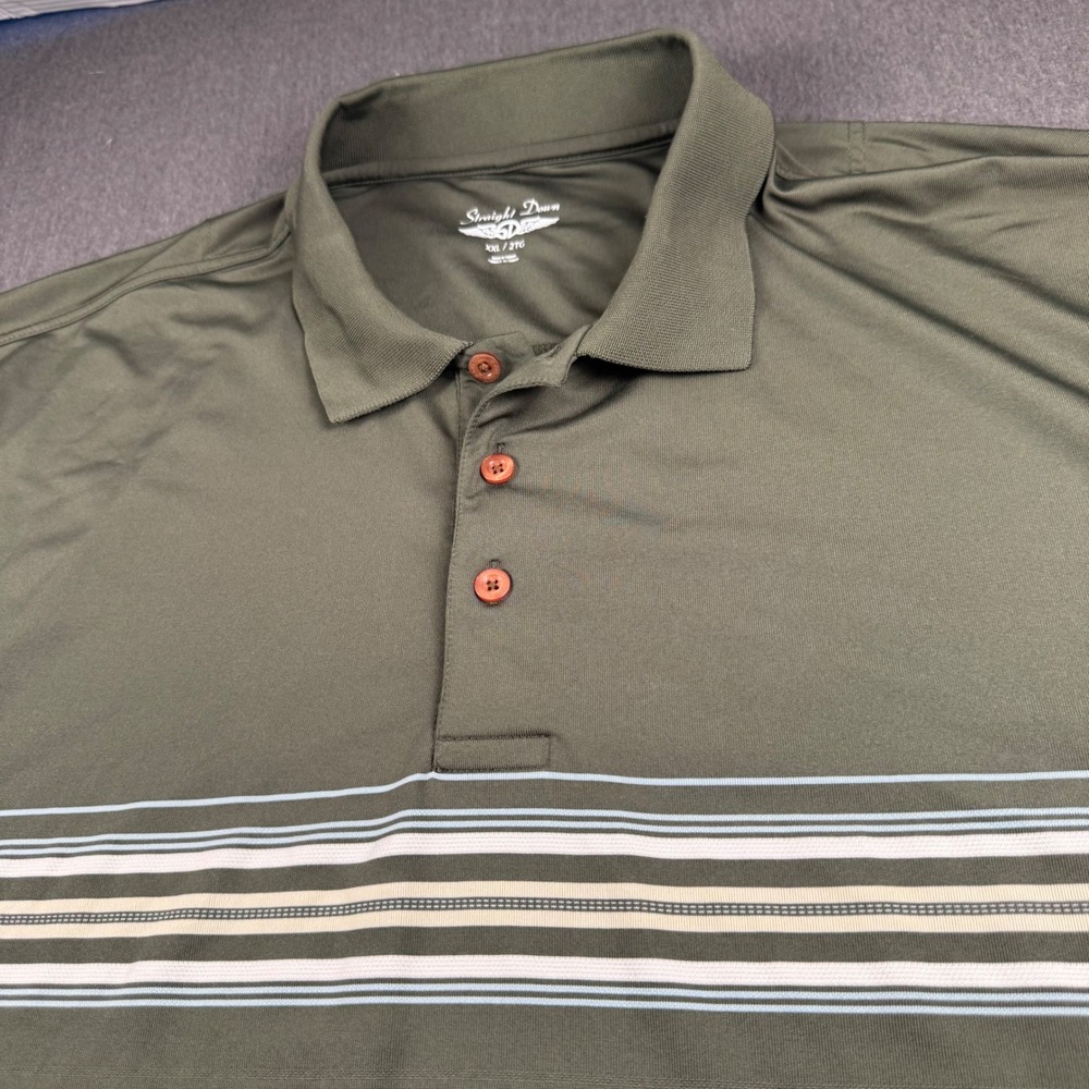 Straight Down Mens XXL Golf Polo Shirt Olive Green Pine Canyon Performance